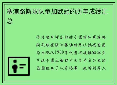 塞浦路斯球队参加欧冠的历年成绩汇总